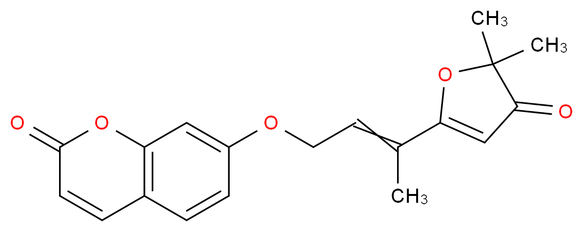 7-{[3-(5,5-dimethyl-4-oxo-4,5-dihydrofuran-2-yl)but-2-en-1-yl]oxy}-2H-chromen-2-one_分子结构_CAS_36413-91-9