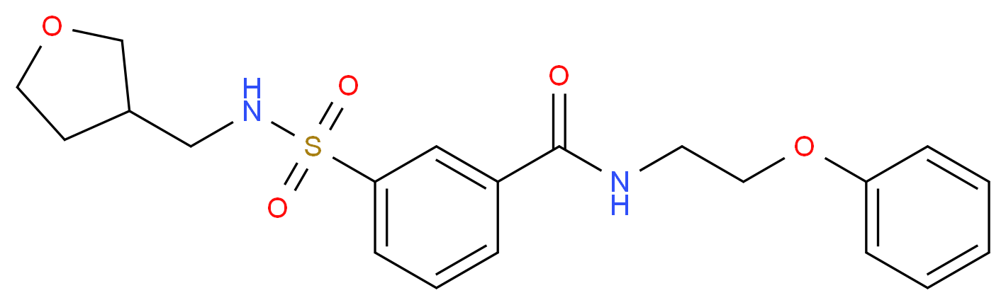 N-(2-phenoxyethyl)-3-{[(tetrahydrofuran-3-ylmethyl)amino]sulfonyl}benzamide_分子结构_CAS_)