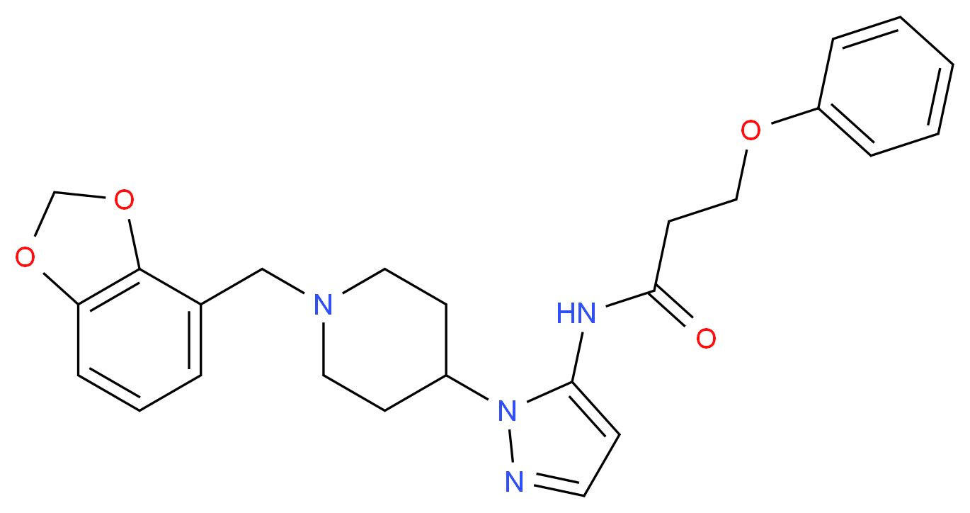 N-{1-[1-(1,3-benzodioxol-4-ylmethyl)-4-piperidinyl]-1H-pyrazol-5-yl}-3-phenoxypropanamide_分子结构_CAS_)