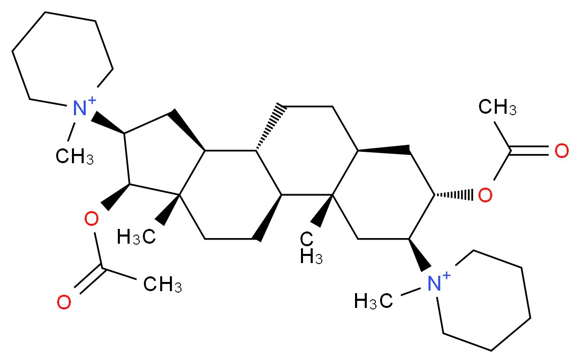 1-[(1S,2S,4S,5S,7S,10R,11S,13S,14R,15S)-5,14-bis(acetyloxy)-2,15-dimethyl-4-(1-methylpiperidin-1-ium-1-yl)tetracyclo[8.7.0.0^{2,7}.0^{11,15}]heptadecan-13-yl]-1-methylpiperidin-1-ium_分子结构_CAS_15500-66-0