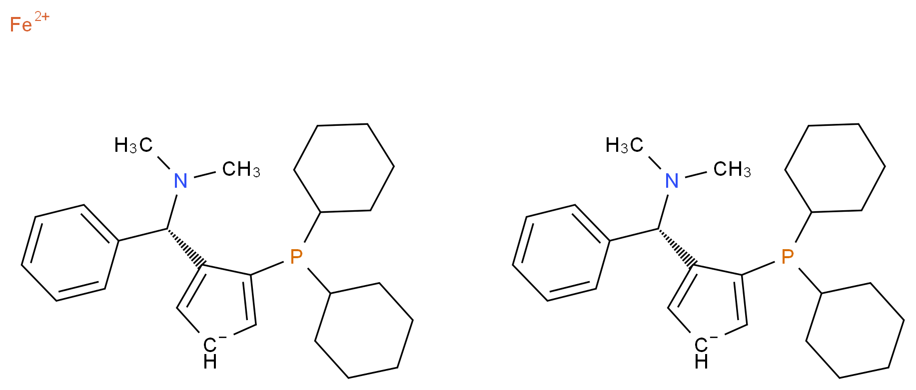 (RP,R′P)-1,1′-双(二环己基膦基)-2,2′-双[(S)-α-(二甲氨基)苄基]二茂铁_分子结构_CAS_849924-78-3)