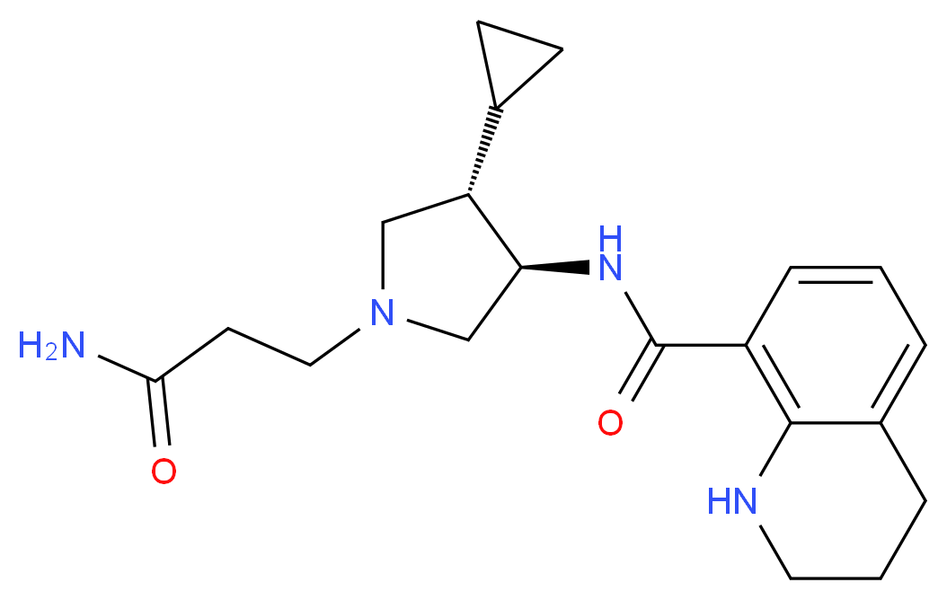N-[(3R*,4S*)-1-(3-amino-3-oxopropyl)-4-cyclopropyl-3-pyrrolidinyl]-1,2,3,4-tetrahydro-8-quinolinecarboxamide_分子结构_CAS_)