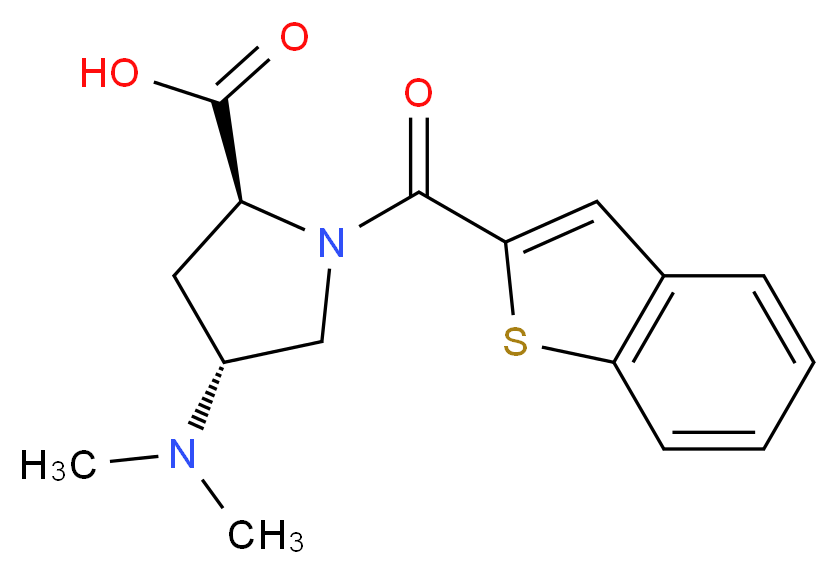 (2S,4R)-1-(1-benzothien-2-ylcarbonyl)-4-(dimethylamino)pyrrolidine-2-carboxylic acid_分子结构_CAS_)