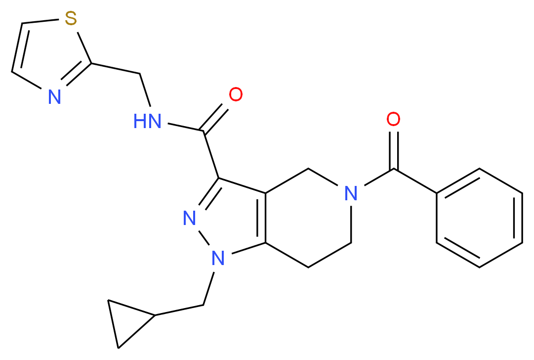 5-benzoyl-1-(cyclopropylmethyl)-N-(1,3-thiazol-2-ylmethyl)-4,5,6,7-tetrahydro-1H-pyrazolo[4,3-c]pyridine-3-carboxamide_分子结构_CAS_)