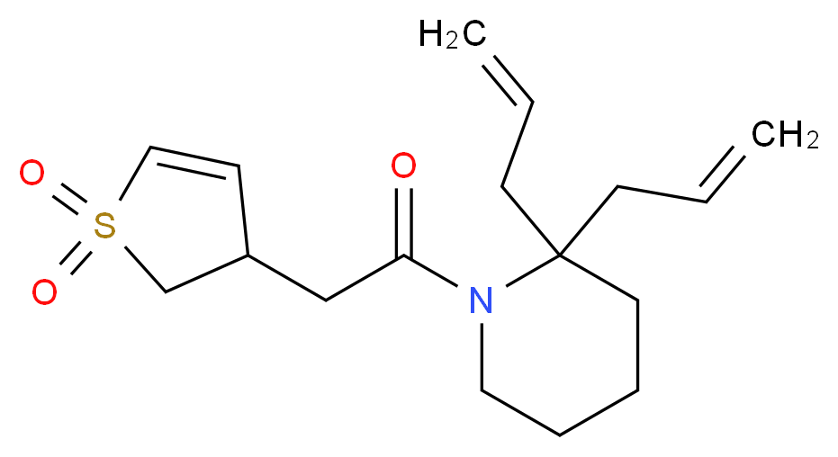 2,2-diallyl-1-[(1,1-dioxido-2,3-dihydro-3-thienyl)acetyl]piperidine_分子结构_CAS_)