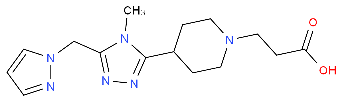 3-{4-[4-methyl-5-(1H-pyrazol-1-ylmethyl)-4H-1,2,4-triazol-3-yl]piperidin-1-yl}propanoic acid_分子结构_CAS_)