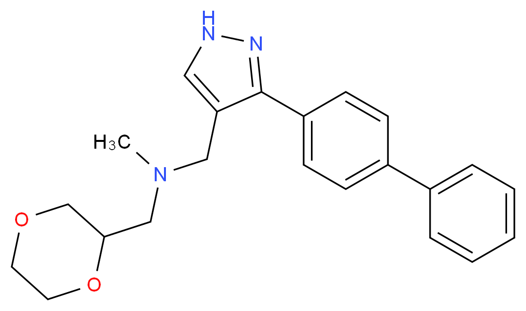 1-[3-(4-biphenylyl)-1H-pyrazol-4-yl]-N-(1,4-dioxan-2-ylmethyl)-N-methylmethanamine_分子结构_CAS_)