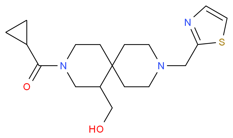 [3-(cyclopropylcarbonyl)-9-(1,3-thiazol-2-ylmethyl)-3,9-diazaspiro[5.5]undec-1-yl]methanol_分子结构_CAS_)