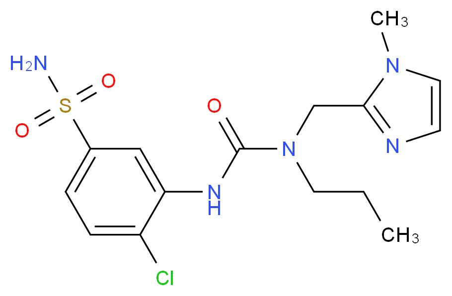 4-chloro-3-({[[(1-methyl-1H-imidazol-2-yl)methyl](propyl)amino]carbonyl}amino)benzenesulfonamide_分子结构_CAS_)