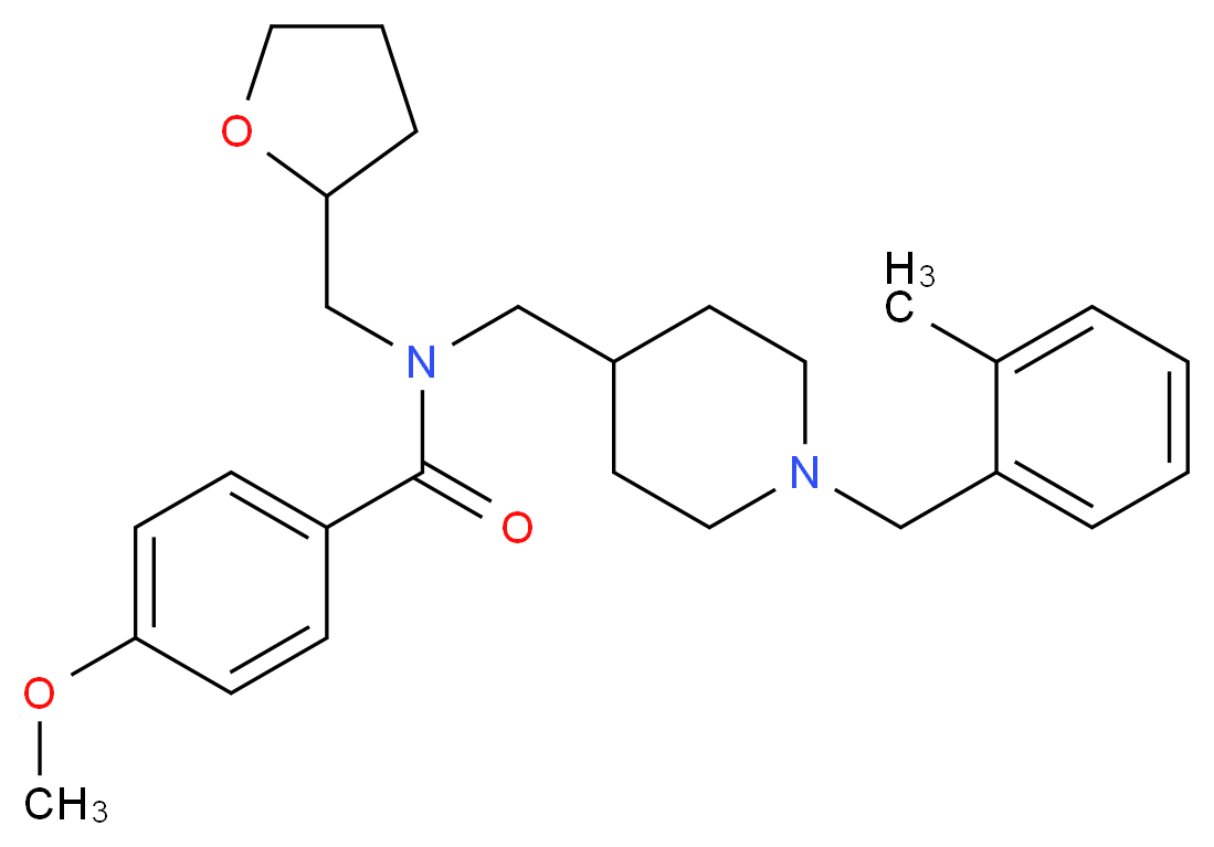 4-methoxy-N-{[1-(2-methylbenzyl)-4-piperidinyl]methyl}-N-(tetrahydro-2-furanylmethyl)benzamide_分子结构_CAS_)