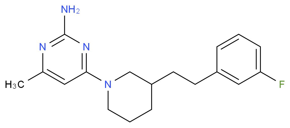 4-{3-[2-(3-fluorophenyl)ethyl]-1-piperidinyl}-6-methyl-2-pyrimidinamine_分子结构_CAS_)