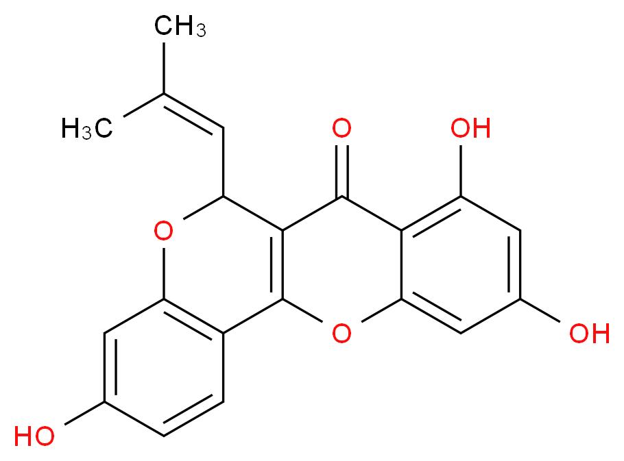 1,3,8-trihydroxy-11-(2-methylprop-1-en-1-yl)-11,12-dihydro-5,10-dioxatetraphen-12-one_分子结构_CAS_145643-96-5