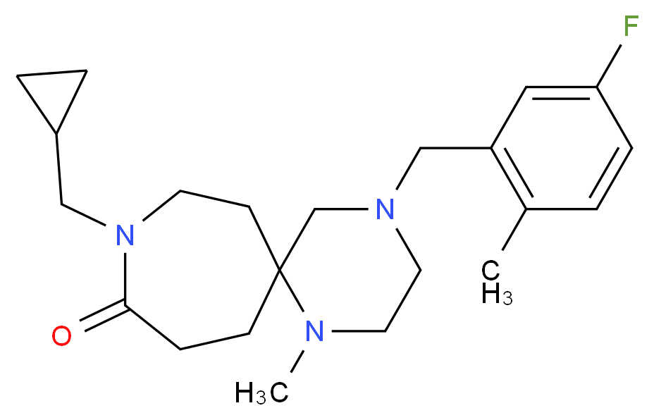 9-(cyclopropylmethyl)-4-(5-fluoro-2-methylbenzyl)-1-methyl-1,4,9-triazaspiro[5.6]dodecan-10-one_分子结构_CAS_)