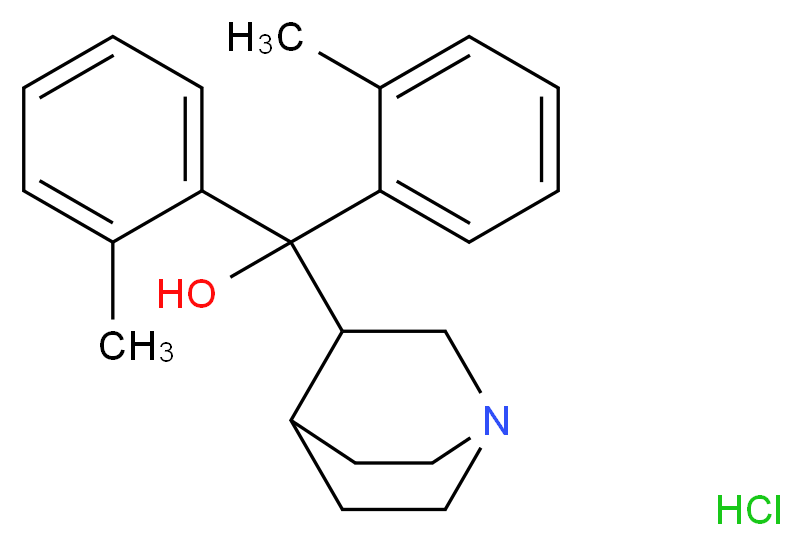 1-azabicyclo[2.2.2]octan-3-ylbis(2-methylphenyl)methanol hydrochloride_分子结构_CAS_57734-70-0