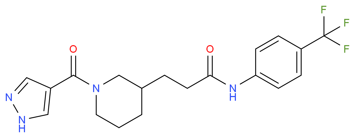 3-[1-(1H-pyrazol-4-ylcarbonyl)piperidin-3-yl]-N-[4-(trifluoromethyl)phenyl]propanamide_分子结构_CAS_)