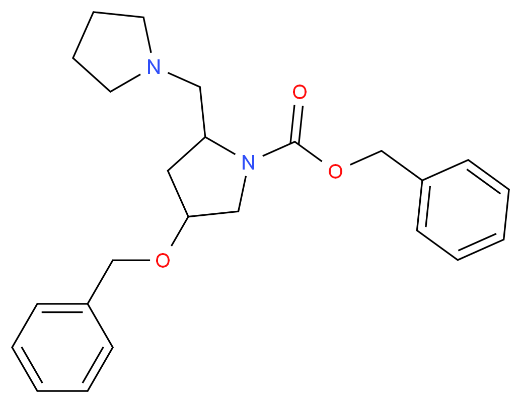 4-BENZYLOXY-2-PYRROLIDIN-1-YLMETHYL-PYRROLIDINE-1-CARBOXYLIC ACID BENZYL ESTER_分子结构_CAS_886363-04-8)