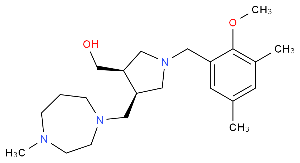 {(3R*,4S*)-1-(2-methoxy-3,5-dimethylbenzyl)-4-[(4-methyl-1,4-diazepan-1-yl)methyl]pyrrolidin-3-yl}methanol_分子结构_CAS_)