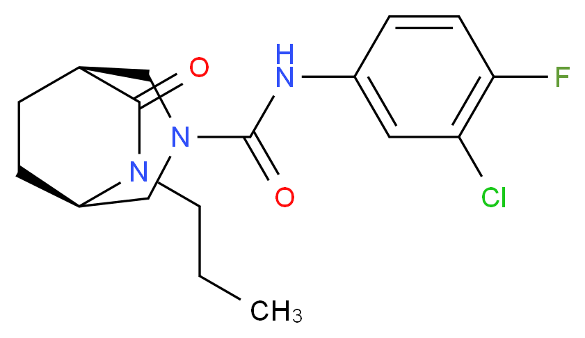 (1S*,5R*)-N-(3-chloro-4-fluorophenyl)-7-oxo-6-propyl-3,6-diazabicyclo[3.2.2]nonane-3-carboxamide_分子结构_CAS_)
