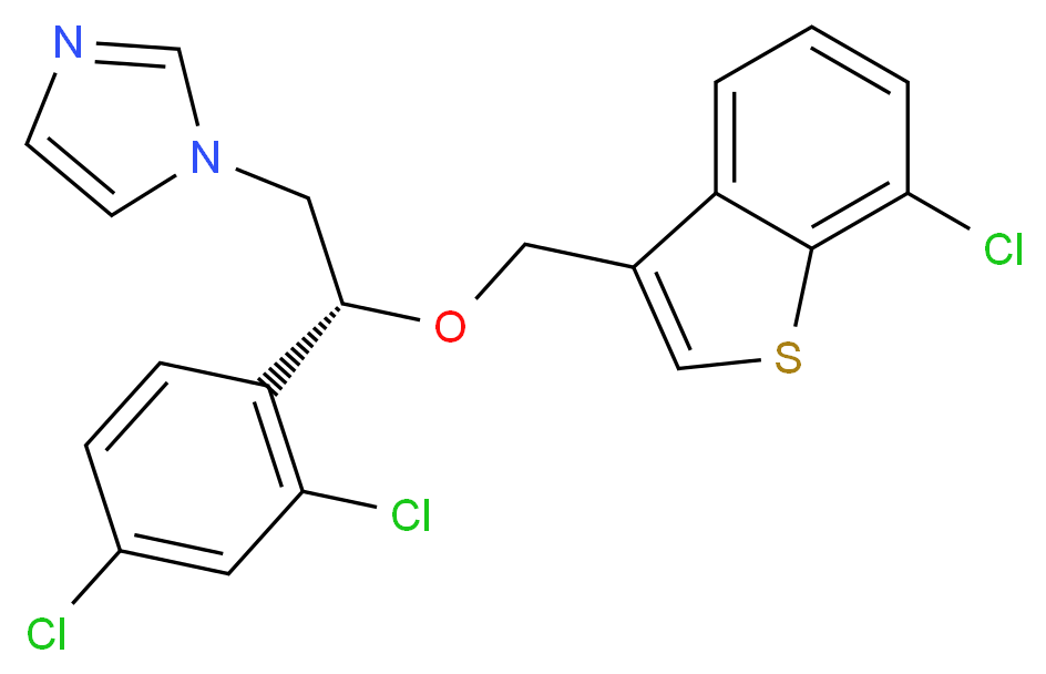 1-[(2R)-2-[(7-chloro-1-benzothiophen-3-yl)methoxy]-2-(2,4-dichlorophenyl)ethyl]-1H-imidazole_分子结构_CAS_583057-48-1