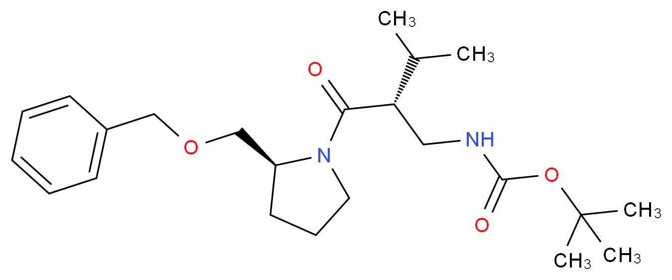 tert-butyl N-[(2R)-3-[(2S)-2-[(benzyloxy)methyl]pyrrolidin-1-yl]-3-oxo-2-(propan-2-yl)propyl]carbamate_分子结构_CAS_1217630-30-2