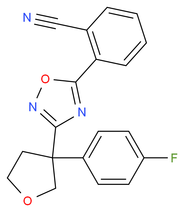 2-{3-[3-(4-fluorophenyl)tetrahydro-3-furanyl]-1,2,4-oxadiazol-5-yl}benzonitrile_分子结构_CAS_)