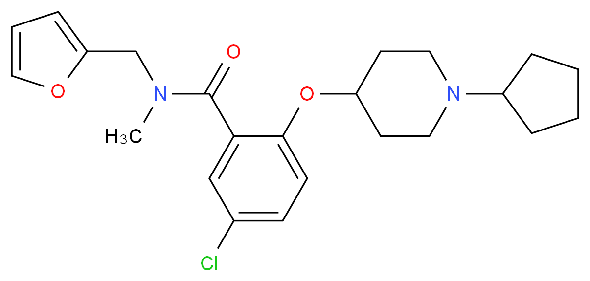 5-chloro-2-[(1-cyclopentyl-4-piperidinyl)oxy]-N-(2-furylmethyl)-N-methylbenzamide_分子结构_CAS_)