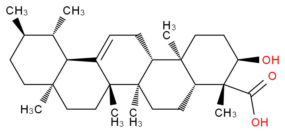 (3R,4R,4aR,6aR,6bS,8aR,11R,12S,12aR,14aR,14bR)-3-hydroxy-4,6a,6b,8a,11,12,14b-heptamethyl-1,2,3,4,4a,5,6,6a,6b,7,8,8a,9,10,11,12,12a,14,14a,14b-icosahydropicene-4-carboxylic acid_分子结构_CAS_631-69-6