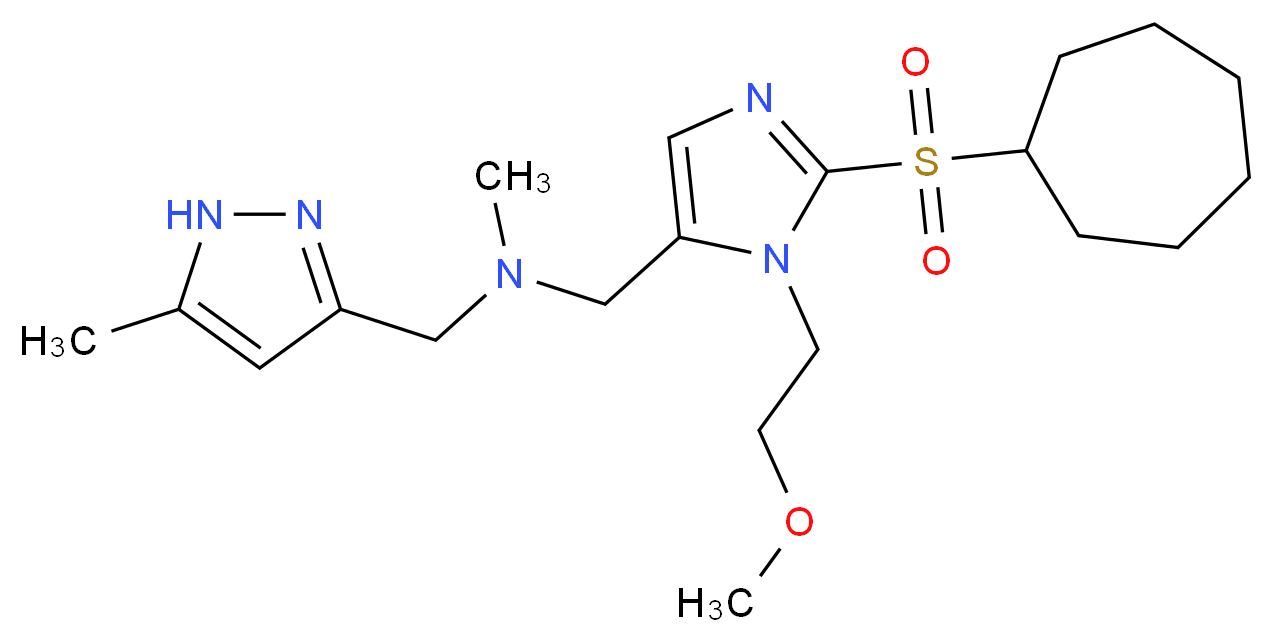1-[2-(cycloheptylsulfonyl)-1-(2-methoxyethyl)-1H-imidazol-5-yl]-N-methyl-N-[(5-methyl-1H-pyrazol-3-yl)methyl]methanamine_分子结构_CAS_)