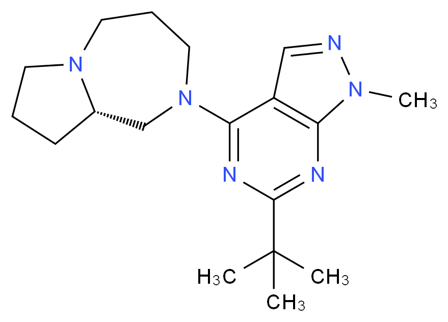 (9aS)-2-(6-tert-butyl-1-methyl-1H-pyrazolo[3,4-d]pyrimidin-4-yl)octahydro-1H-pyrrolo[1,2-a][1,4]diazepine_分子结构_CAS_)