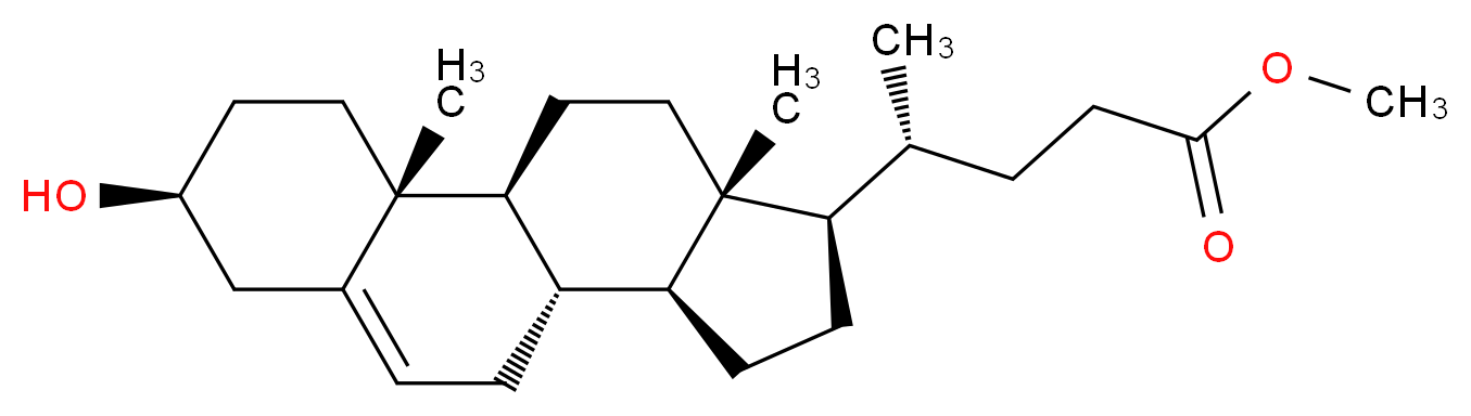 methyl (4R)-4-[(1S,2R,5S,10S,11S,14R,15R)-5-hydroxy-2,15-dimethyltetracyclo[8.7.0.0<sup>2</sup>,<sup>7</sup>.0<sup>1</sup><sup>1</sup>,<sup>1</sup><sup>5</sup>]heptadec-7-en-14-yl]pentanoate_分子结构_CAS_20231-57-6