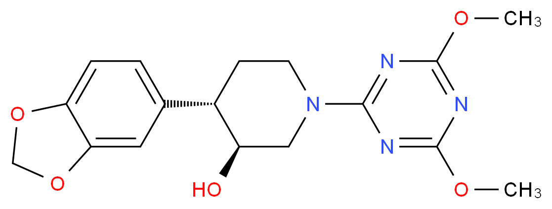 (3S*,4S*)-4-(1,3-benzodioxol-5-yl)-1-(4,6-dimethoxy-1,3,5-triazin-2-yl)piperidin-3-ol_分子结构_CAS_)