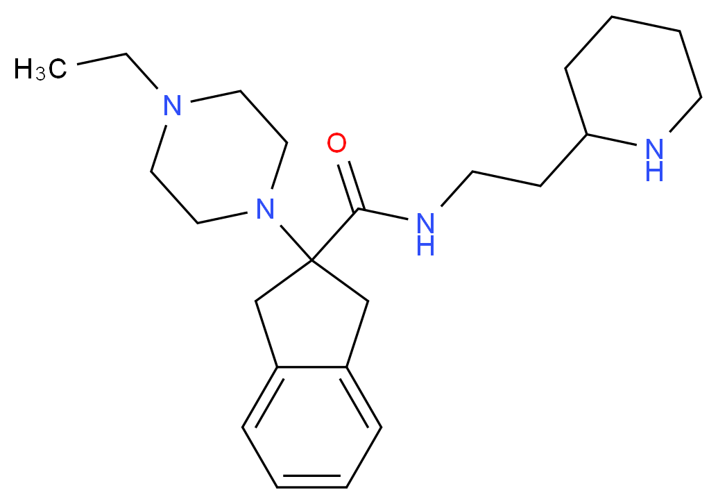 2-(4-ethyl-1-piperazinyl)-N-[2-(2-piperidinyl)ethyl]-2-indanecarboxamide_分子结构_CAS_)