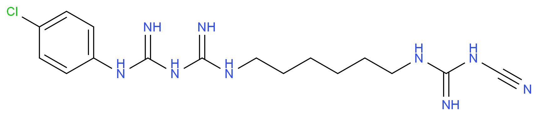 1-3-(4-chlorophenyl)carbamimidamido-N-[6-(1-cyanocarbamimidamido)hexyl]methanimidamide_分子结构_CAS_152504-08-0