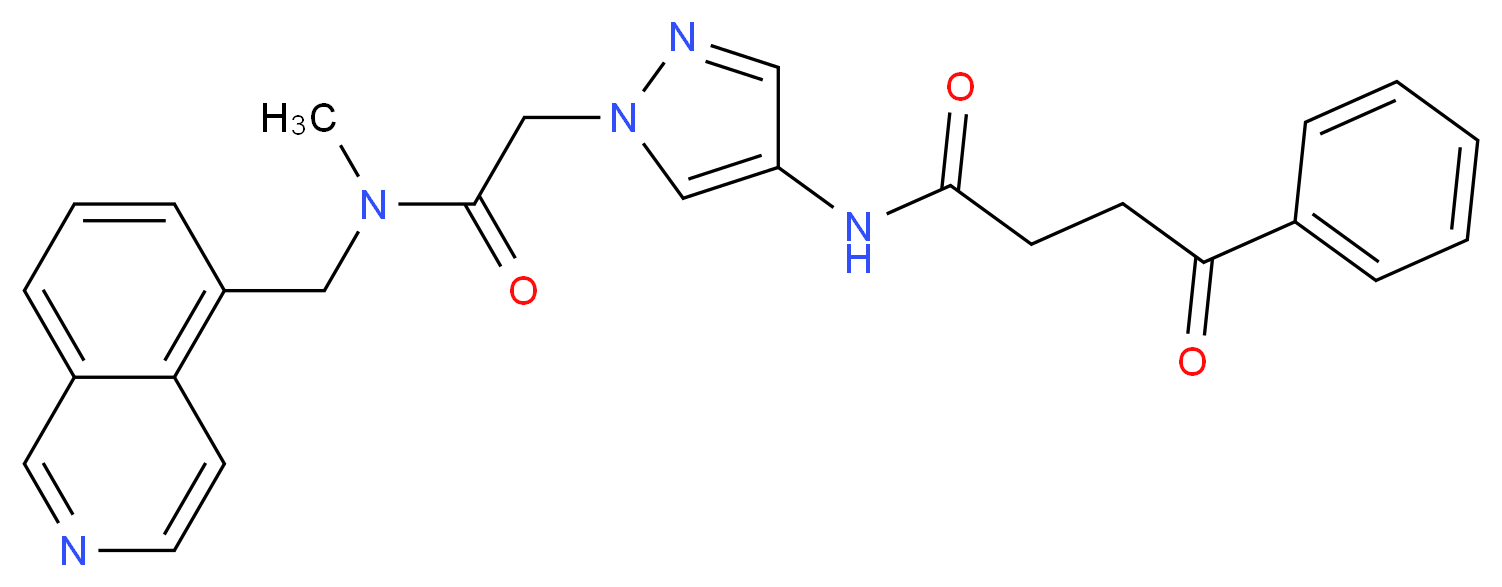 N-(1-{2-[(5-isoquinolinylmethyl)(methyl)amino]-2-oxoethyl}-1H-pyrazol-4-yl)-4-oxo-4-phenylbutanamide_分子结构_CAS_)