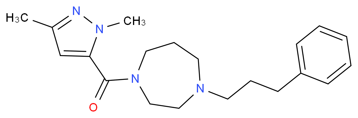 1-[(1,3-dimethyl-1H-pyrazol-5-yl)carbonyl]-4-(3-phenylpropyl)-1,4-diazepane_分子结构_CAS_)