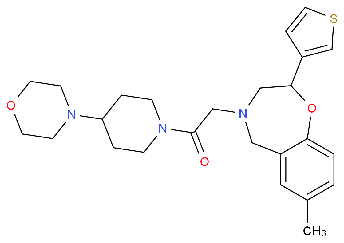 7-methyl-4-{2-[4-(4-morpholinyl)-1-piperidinyl]-2-oxoethyl}-2-(3-thienyl)-2,3,4,5-tetrahydro-1,4-benzoxazepine_分子结构_CAS_)