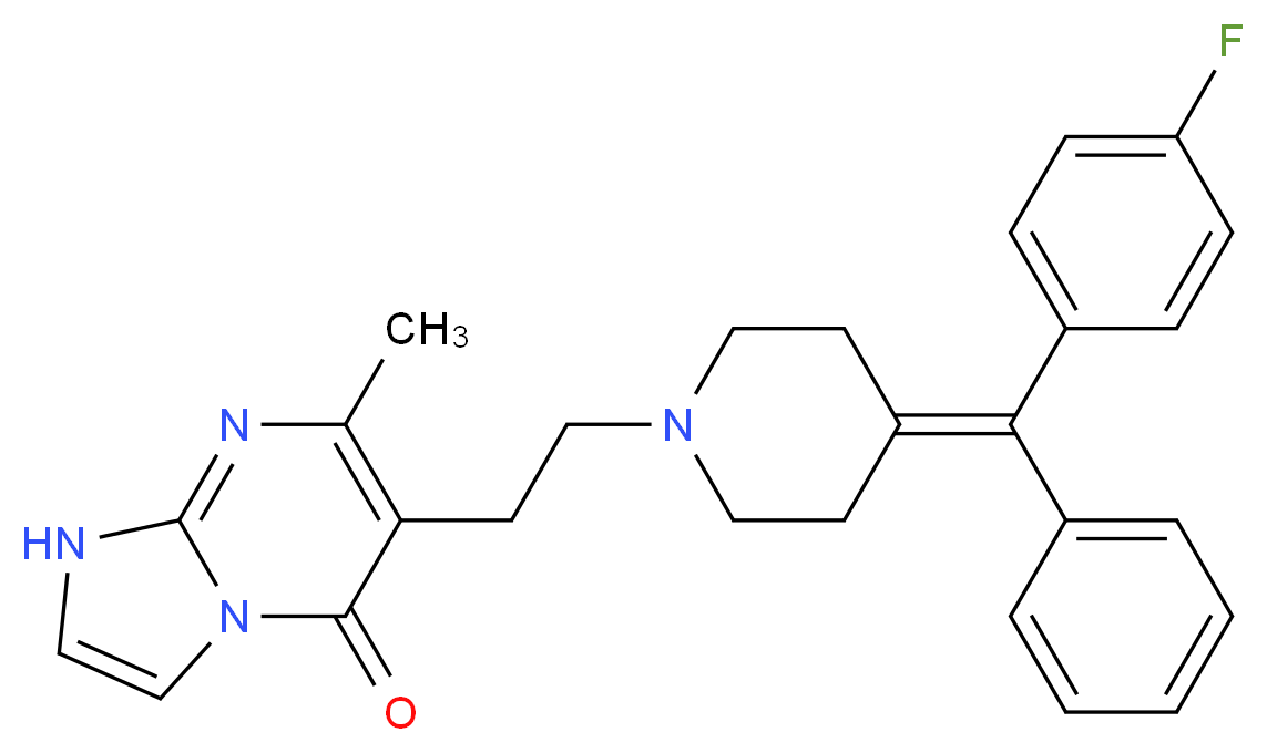 6-(2-{4-[(4-fluorophenyl)(phenyl)methylidene]piperidin-1-yl}ethyl)-7-methyl-1H,5H-imidazo[1,2-a]pyrimidin-5-one_分子结构_CAS_93076-89-2