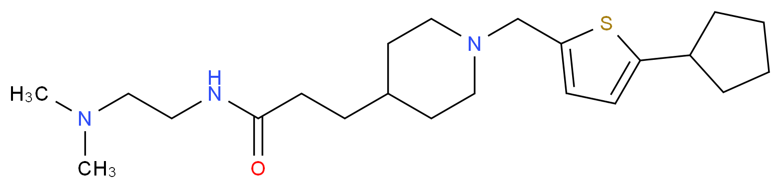 3-{1-[(5-cyclopentyl-2-thienyl)methyl]-4-piperidinyl}-N-[2-(dimethylamino)ethyl]propanamide_分子结构_CAS_)