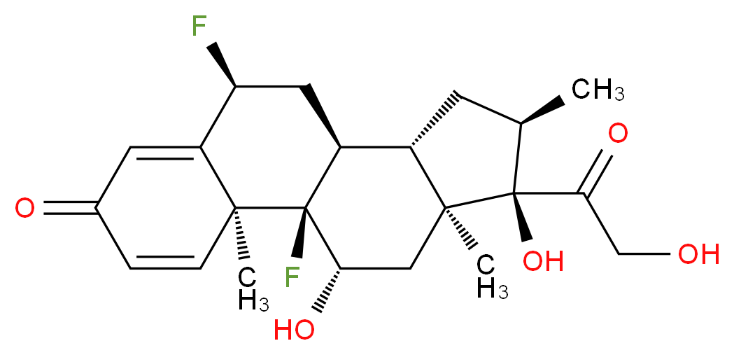 (1R,2S,8S,10S,11S,13R,14R,15S,17S)-1,8-difluoro-14,17-dihydroxy-14-(2-hydroxyacetyl)-2,13,15-trimethyltetracyclo[8.7.0.0<sup>2</sup>,<sup>7</sup>.0<sup>1</sup><sup>1</sup>,<sup>1</sup><sup>5</sup>]heptadeca-3,6-dien-5-one_分子结构_CAS_2135-17-3