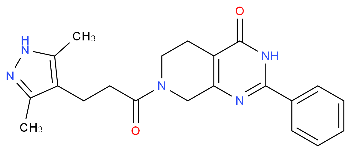 7-[3-(3,5-dimethyl-1H-pyrazol-4-yl)propanoyl]-2-phenyl-5,6,7,8-tetrahydropyrido[3,4-d]pyrimidin-4(3H)-one_分子结构_CAS_)