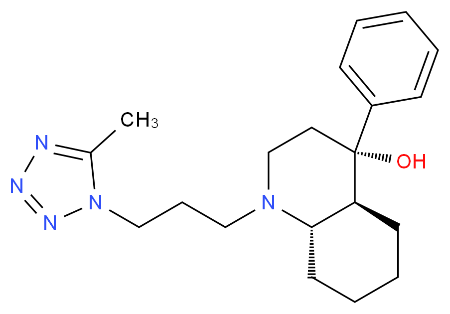 (4S*,4aS*,8aS*)-1-[3-(5-methyl-1H-tetrazol-1-yl)propyl]-4-phenyldecahydro-4-quinolinol_分子结构_CAS_)