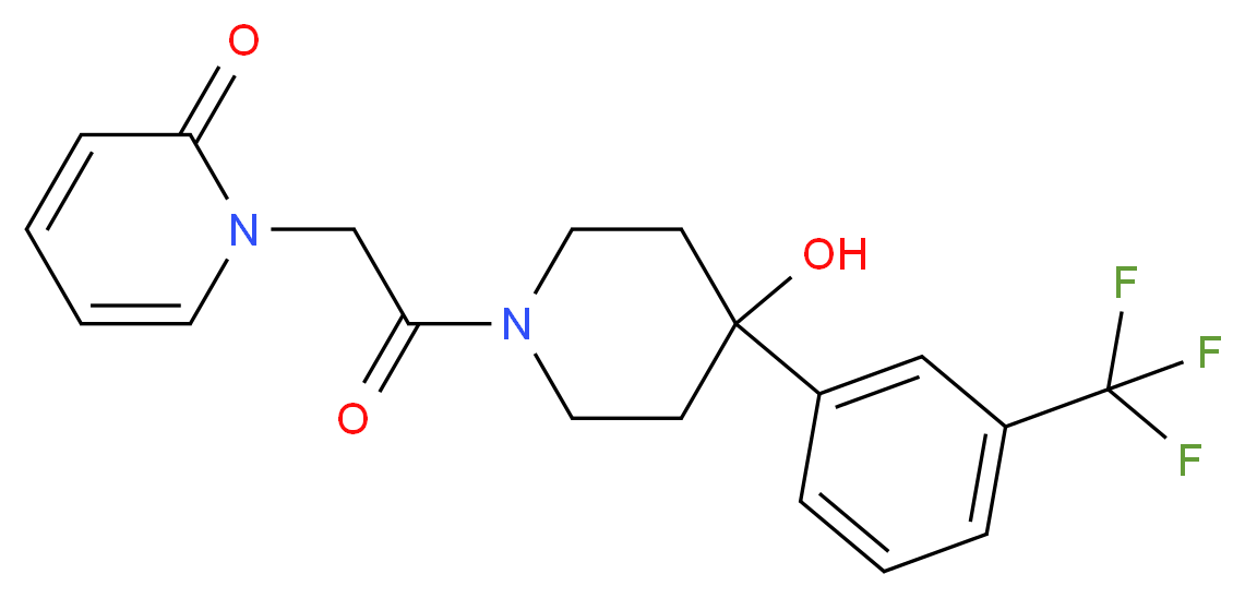 1-(2-{4-hydroxy-4-[3-(trifluoromethyl)phenyl]piperidin-1-yl}-2-oxoethyl)pyridin-2(1H)-one_分子结构_CAS_)