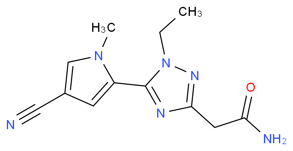 2-[5-(4-cyano-1-methyl-1H-pyrrol-2-yl)-1-ethyl-1H-1,2,4-triazol-3-yl]acetamide_分子结构_CAS_)