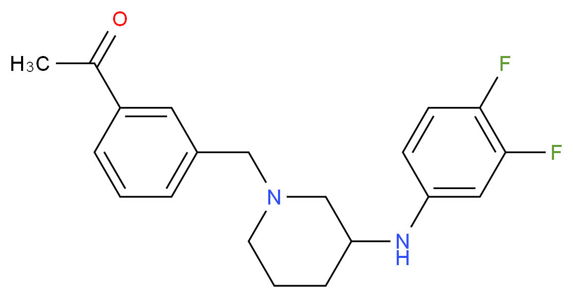 1-[3-({3-[(3,4-difluorophenyl)amino]-1-piperidinyl}methyl)phenyl]ethanone_分子结构_CAS_)