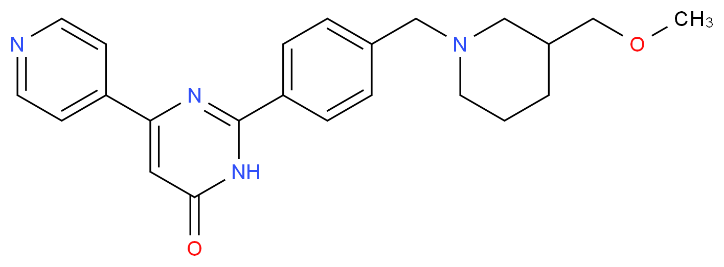 2-(4-{[3-(methoxymethyl)piperidin-1-yl]methyl}phenyl)-6-pyridin-4-ylpyrimidin-4(3H)-one_分子结构_CAS_)