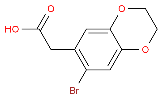 2-(7-bromo-2,3-dihydro-1,4-benzodioxin-6-yl)acetic acid_分子结构_CAS_98947-00-3