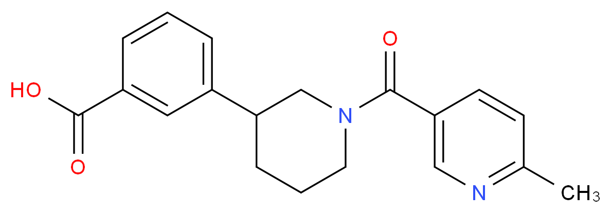 3-{1-[(6-methylpyridin-3-yl)carbonyl]piperidin-3-yl}benzoic acid_分子结构_CAS_)