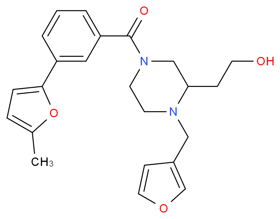 2-{1-(3-furylmethyl)-4-[3-(5-methyl-2-furyl)benzoyl]piperazin-2-yl}ethanol_分子结构_CAS_)