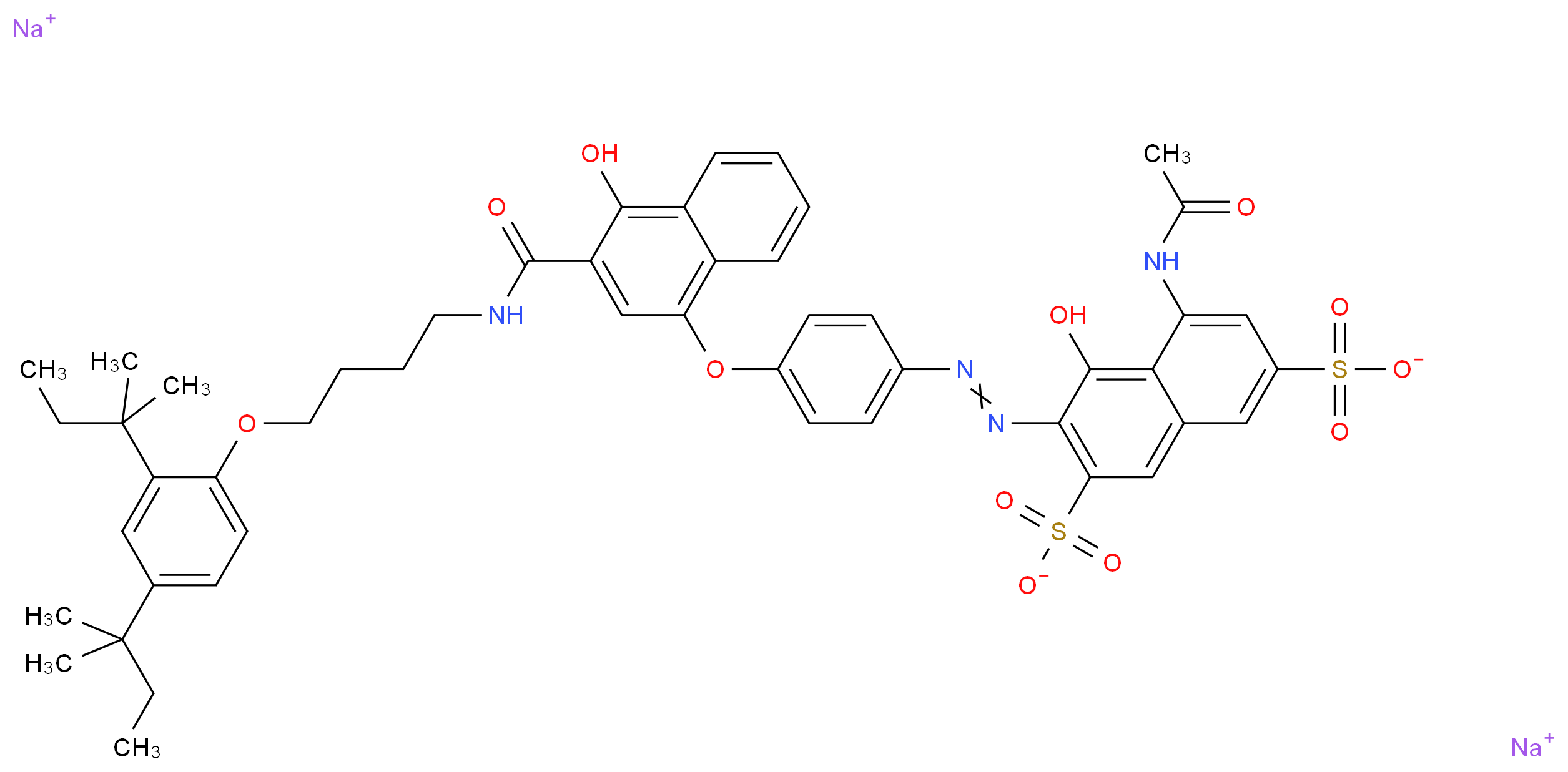 5-Acetamido-3-[4-[3-[4-(2,4-di-tert-pentylphenoxy)butylcarbamoyl]-4-hydroxy-1-naphthoxy]phenylazo]-4-hydroxy-2,7-naphthalenedisulfonic acid disodium salt_分子结构_CAS_63059-47-2)