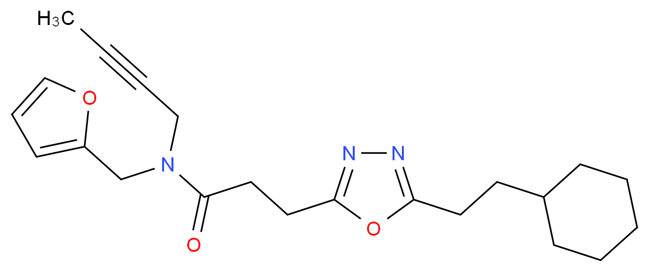 N-2-butyn-1-yl-3-[5-(2-cyclohexylethyl)-1,3,4-oxadiazol-2-yl]-N-(2-furylmethyl)propanamide_分子结构_CAS_)
